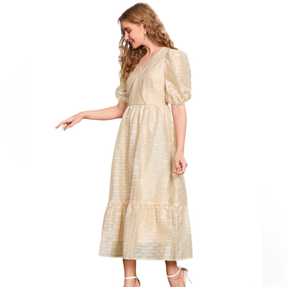 Gorgeous Champagne Puffy Flared Gown